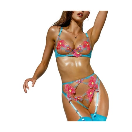 BeQeuewll Female Lingerie Set Adults Flower Embroidery See-Through Brassiere+ Panties+ Garter for Women S/M/L/XL
BeQeuewll Female Lingerie Set Adults Flower Embroidery See-Through Brassiere+ Panties+ Garter for Women S/M/L/XL