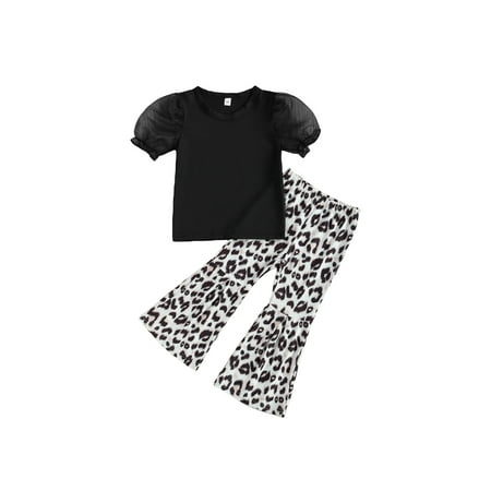 Summer Toddler Girls Outfits Sets Mesh Puff Sleeve T Shirts Leopard Flare Pants Black 4-5 Years
Summer Toddler Girls Outfits Sets Mesh Puff Sleeve T Shirts Leopard Flare Pants Black 4-5 Years