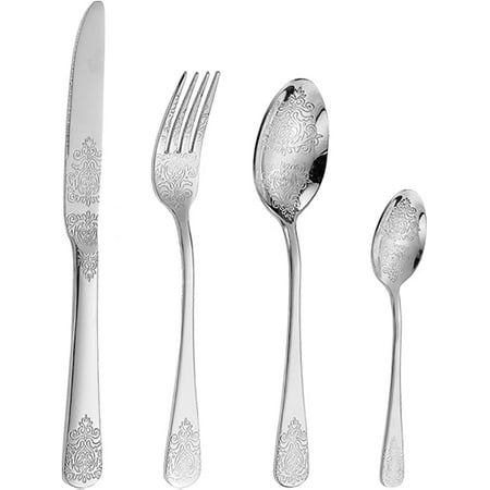 Floral Silverware Set Bordered Flatware Sets 24 Piece Cutlery Service for 6 Tableware Set for Kitchen Mirror Polished
Floral Silverware Set Bordered Flatware Sets 24 Piece Cutlery Service for 6 Tableware Set for Kitchen Mirror Polished