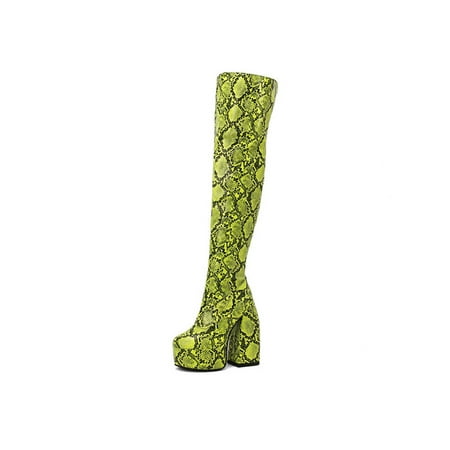 Avamo Womens Animal Print High Heeled Boot Side Zip Over The Knee Platform Boots Wedding Sexy Block Heels Thigh Shoes Green 7.5
Avamo Womens Animal Print High Heeled Boot Side Zip Over The Knee Platform Boots Wedding Sexy Block Heels Thigh Shoes Green 7.5