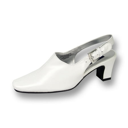 PEERAGE Zoe Women s Wide Width Leather Slingback Dress Pump WHITE 8.5