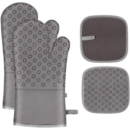 Chrider Oven Mitts and Pot Holders 4pcs Set 500°F Heat Resistant Non-Slip Silicone Cooking Gloves Soft Cotton Lining with Non-Slip Silicone Surface for Kitchen Cooking Baking
Chrider Oven Mitts and Pot Holders 4pcs Set 500°F Heat Resistant Non-Slip Silicone Cooking Gloves Soft Cotton Lining with Non-Slip Silicone Surface for Kitchen Cooking Baking