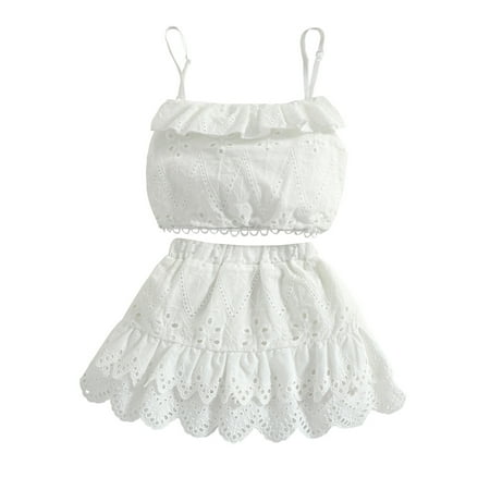 WakeUple 2pcs Kid Baby Girls Summer Clothes Set Sleeveless Lace Hollow Ruffle Camisole High Waist Skirt Sweet Outfit
WakeUple 2pcs Kid Baby Girls Summer Clothes Set Sleeveless Lace Hollow Ruffle Camisole High Waist Skirt Sweet Outfit