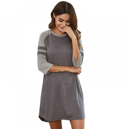 Women s Nightgown Casual Sleepshirts V Neck Short Sleeve Sleep Shirt Loose Comfy Pajama Sleepwear S-XXL