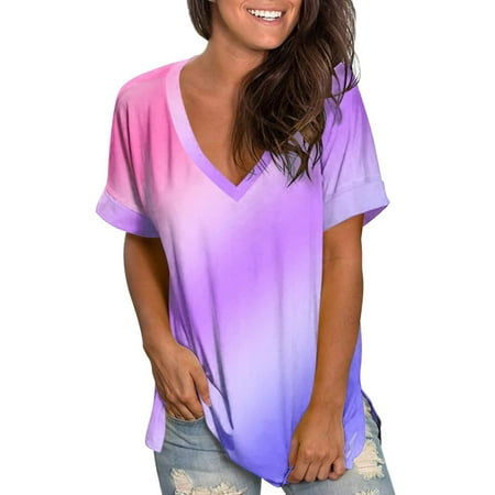 Women Summer V Neck Tshirt Top Trendy Casual Print Loose Fit Tunic Tees Short Sleeve Plus Size Workout Blouses for Leggings
Women Summer V Neck Tshirt Top Trendy Casual Print Loose Fit Tunic Tees Short Sleeve Plus Size Workout Blouses for Leggings