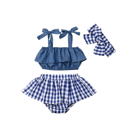 Nokpsedcb 3PCS Infant Baby Girl Clothes Strap Vest Tops Plaids Shorts Skirt Outfit Set Blue 0-6 Months
Nokpsedcb 3PCS Infant Baby Girl Clothes Strap Vest Tops Plaids Shorts Skirt Outfit Set Blue 0-6 Months