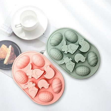 Kqiang 2Xeaster Egg Bunny Chick Silicone Mold Handmade Baking Mold For Diy Cake