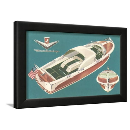 Fifties Speedboat Framed Print Wall Art