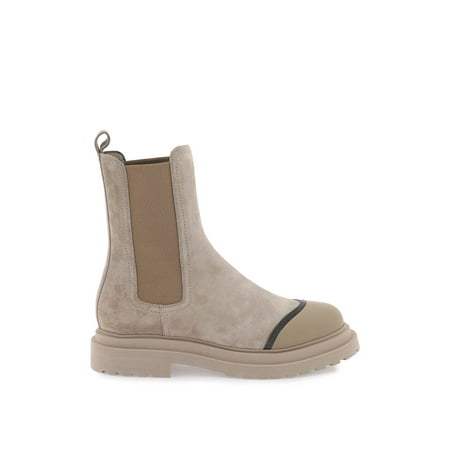 Brunello Cucinelli Suede Chelsea Boots With Monili Women