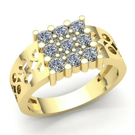 Genuine 1ctw Round Cut Diamond Mens 3-Row Anniversary Engagement Ring Solid 14K Rose, White or Yellow Gold IJ SI2