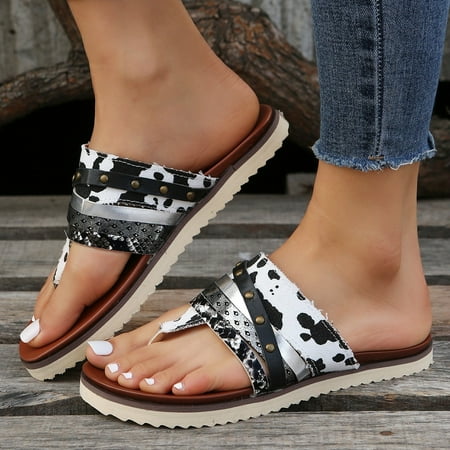 Clearance Flip Flops MIARHB Studded Snake-Print Color-Block In Canvas Cow Pattern 36
Clearance Flip Flops MIARHB Studded Snake-Print Color-Block In Canvas Cow Pattern 36