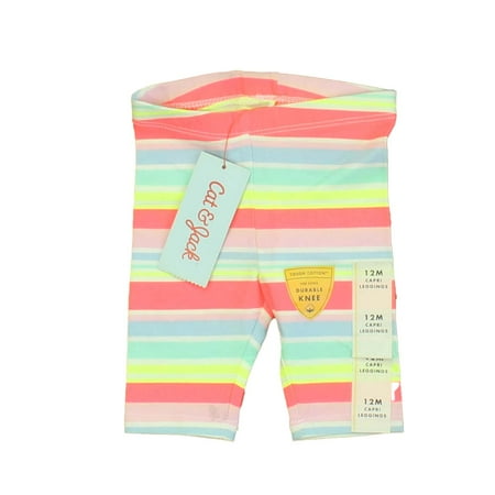 Pre-owned Cat & Jack Girls Pink | Multi | Stripes Leggings size: 12 Months
