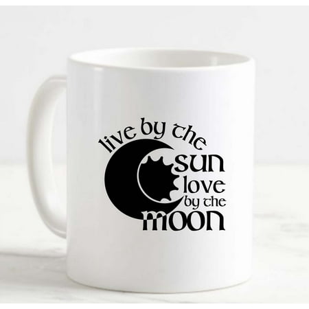 Coffee Mug Live By The Sun Love By The Moon Crescent Astronomy Emotion c White Cup Funny Gifts for work office him her