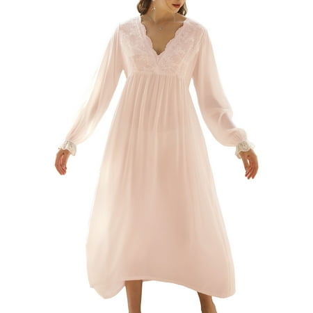 Lu s Chic Women s Long Sleeve Nightgown Cotton Pajama Dress Sleep Vintage Night Gown Victorian Soft V Neck Lace Luxury Sleepwear Calf Length Solid Pink Medium
Lu s Chic Women s Long Sleeve Nightgown Cotton Pajama Dress Sleep Vintage Night Gown Victorian Soft V Neck Lace Luxury Sleepwear Calf Length Solid Pink Medium