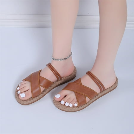 Mishuowoti sandals for women 2023 Ladies Fashion Solid Color Leather Strap Open Toed Straw Woven Sole Flat Sandals
Mishuowoti sandals for women 2023 Ladies Fashion Solid Color Leather Strap Open Toed Straw Woven Sole Flat Sandals