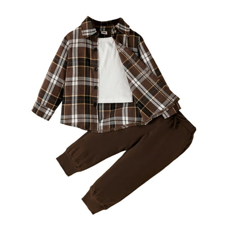 Peyakidsaa Kids Boys Girls 3 Pcs Outfits Plaid Turn-Down Collar Long Sleeve Shirts + Solid Color Vests + Long Pants Set
Peyakidsaa Kids Boys Girls 3 Pcs Outfits Plaid Turn-Down Collar Long Sleeve Shirts + Solid Color Vests + Long Pants Set