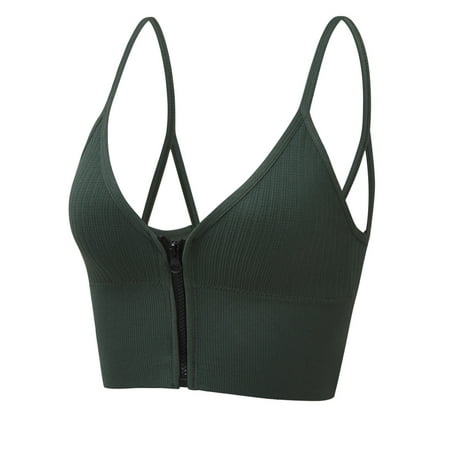 Women s Zip Front Push Up Bra Ribbed Crop Top Workout Yoga Sports Bra With Removable Pads Green L
Women s Zip Front Push Up Bra Ribbed Crop Top Workout Yoga Sports Bra With Removable Pads Green L