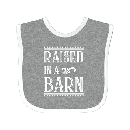 Inktastic RAISED in a BARN in White Gift Baby Boy or Baby Girl Bib