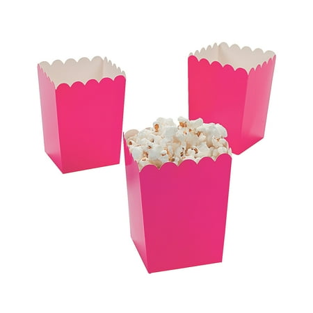 Mini Hot Pink Popcorn Boxes (24Pc) - 24 Pieces