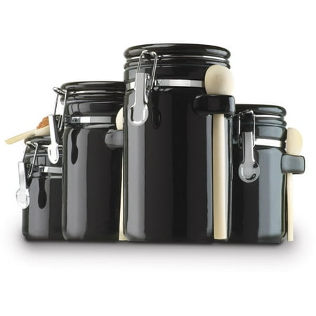 anchor hocking 4 piece ceramic canister set black anchor hocking 4 piece ceramic canister set black