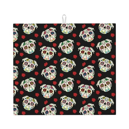 Dish Drying Mats for Kitchen Counter colorful Skull dog flower 16x18in Dish Drying Pad Coffee Mat with Hanging Loop Super absorbent Kitchen Counter Mat Coffee Bar Accessories
Dish Drying Mats for Kitchen Counter colorful Skull dog flower 16x18in Dish Drying Pad Coffee Mat with Hanging Loop Super absorbent Kitchen Counter Mat Coffee Bar Accessories
