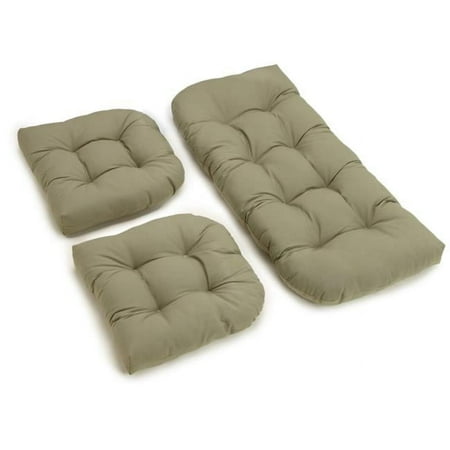 U-Shaped Twill Tufted Settee Cushion Set Sage - Set of 3