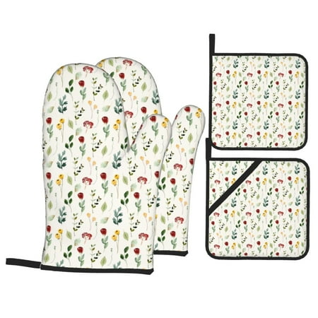 Oven Mitts and Pot Holders Sets 4 pcs Mini Flower Watercolor Non-Slip Oven Gloves Potholders Soft Quilted Lining Heat Resistant Gloves Hot Pads for Kitchen Cooking Baking
Oven Mitts and Pot Holders Sets 4 pcs Mini Flower Watercolor Non-Slip Oven Gloves Potholders Soft Quilted Lining Heat Resistant Gloves Hot Pads for Kitchen Cooking Baking