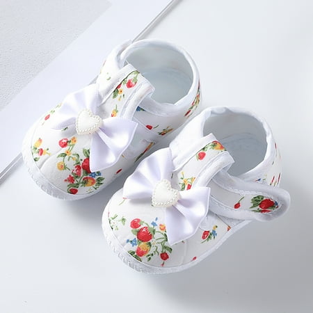 kpoplk Toddler Shoes Boys Baby Girls Soft Toddler Shoes Toddler Walkers Shoes Bow Decoration Toddler Sandals Girls(White)