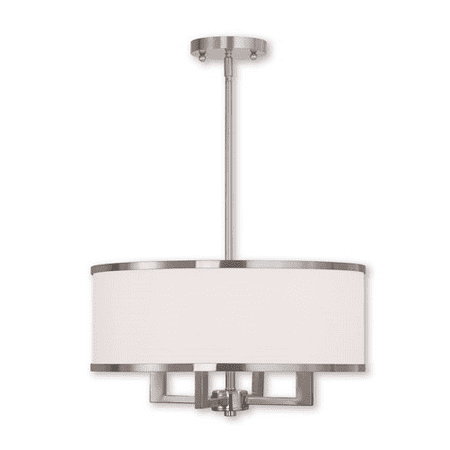 Chandeliers 4 Light With Off-White Fabric Hardback Shade Steel Brushed Nickel size 18 in 240 Watts - World of Crystal
Chandeliers 4 Light With Off-White Fabric Hardback Shade Steel Brushed Nickel size 18 in 240 Watts - World of Crystal