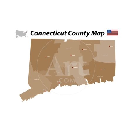 Connecticut County Map Print Wall Art By malachy120
