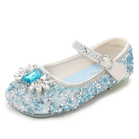 

Dreamtale New Jelly Mary Jane Shoes Cosplay Frozen Elsa Anna Cinderella Princess Shoes for Kid(Snowflake Glitter Blue 7M US Toddler)