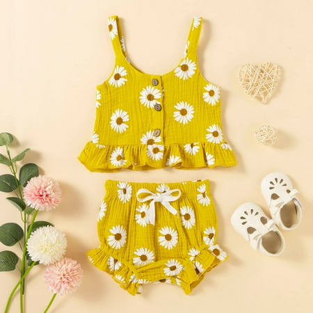 CHGBMOK Clearance Toddler Baby Girls Outfits Little Daisy Print Sling Ruffle Leisure Clothes Suit
CHGBMOK Clearance Toddler Baby Girls Outfits Little Daisy Print Sling Ruffle Leisure Clothes Suit