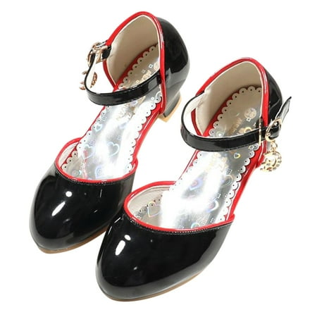 kpoplk Toddler Sandals Girl Girl Shoes Small Leather Shoes Single Shoes Children Dance Shoes Girls Baby First Walking Shoes(Black)