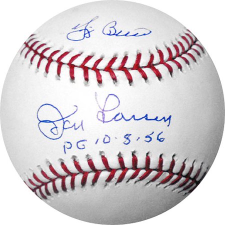 Yogi Berra/Don Larsen Dual-Signed Baseball With "PG" Inscription
