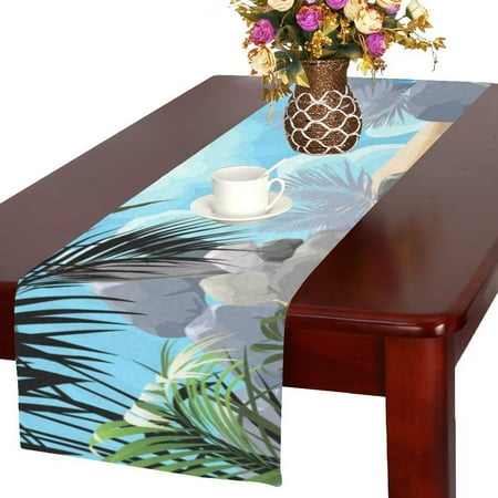 MYPOP Nature Waterfall Stones Cotton Linen Table Runner 14x72 Inches