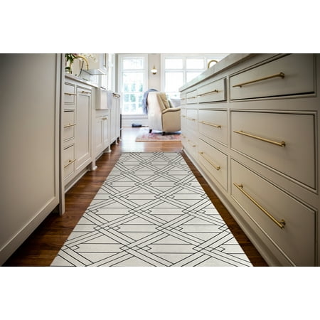 ART DECO TRIANGLES CHARCOAL Kitchen Mat By Becky Bailey