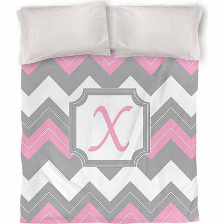 IDG Chevron Monogram Duvet Cover, Pink