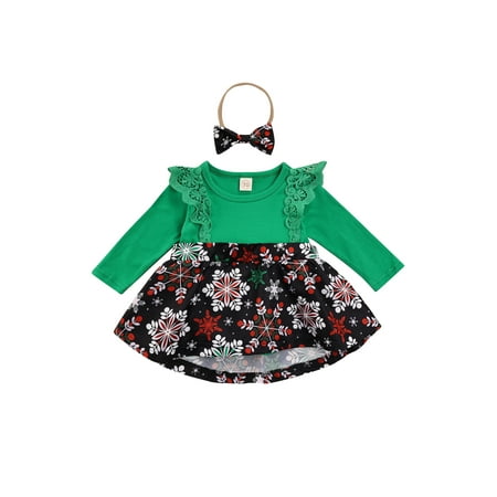 Canrulo Christmas Infant Baby Girls Romper Dress Long Sleeve Snowflake Printed Jumpsuit Headband 2Pcs Outfits Green 6-9 Months
Canrulo Christmas Infant Baby Girls Romper Dress Long Sleeve Snowflake Printed Jumpsuit Headband 2Pcs Outfits Green 6-9 Months
