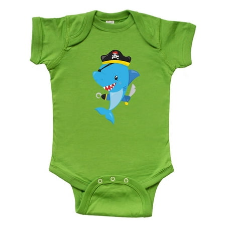 Inktastic Pirate Shark Shark Wearing Pirate Hat Blue Shark Gift Baby Boy or Baby Girl Bodysuit