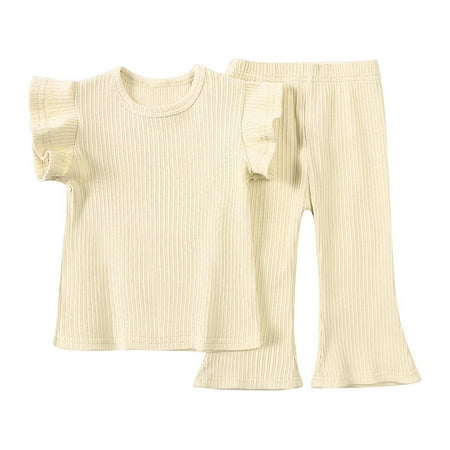 BJUTIR Girls Summer Outfits Baby Boy Clothes Solid Cotton Short Sleeve Knitted Ribbed Shirt Flared Pants Set Outfits
BJUTIR Girls Summer Outfits Baby Boy Clothes Solid Cotton Short Sleeve Knitted Ribbed Shirt Flared Pants Set Outfits
