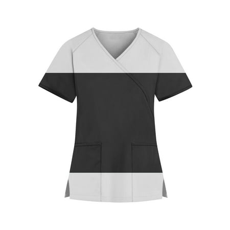 Knosfe Scrub Tops for Women Plus Size V Neck Color Block Mock Wrap Women Scrubs Short Sleeve Medical Uniform Workwear Nursing Maternity Scrub Top with Two Pockets Black 3XL
Knosfe Scrub Tops for Women Plus Size V Neck Color Block Mock Wrap Women Scrubs Short Sleeve Medical Uniform Workwear Nursing Maternity Scrub Top with Two Pockets Black 3XL