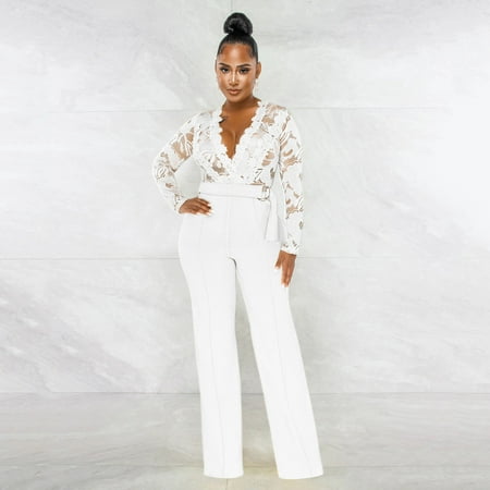 Quealent Women Jumpsuits Women Long Sleeve Club Overalls Lace Bodycon Romper Party Jumpsuits White M
Quealent Women Jumpsuits Women Long Sleeve Club Overalls Lace Bodycon Romper Party Jumpsuits White M