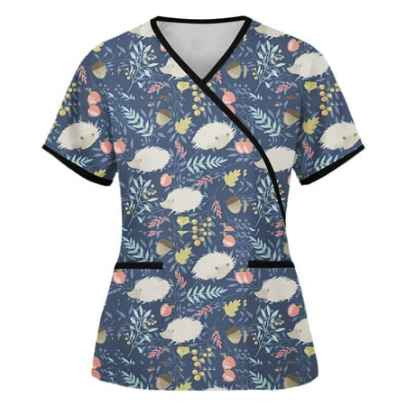 Women s Scrub Top Fashion Short Sleeve V-Neck Working Uniform Tops Fashion Printing Nurse Blouses with Pockets
Women s Scrub Top Fashion Short Sleeve V-Neck Working Uniform Tops Fashion Printing Nurse Blouses with Pockets