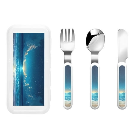 Easygdp Night Sky Beach Scene 3-Piece Flatware Set Kids Silverware Stainless Steel Toddler Kids Utensils Safe for Preschooler Children 
Easygdp Night Sky Beach Scene 3-Piece Flatware Set Kids Silverware Stainless Steel Toddler Kids Utensils Safe for Preschooler Children