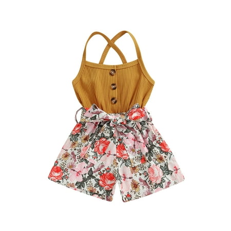 Suanret Toddler Baby Girls Summer Romper Infants Flower Print Patchwork Sleeveless Spaghetti Strap Button Jumpsuit One-Piece Clothes with Belt Yellow 3-4 Years
Suanret Toddler Baby Girls Summer Romper Infants Flower Print Patchwork Sleeveless Spaghetti Strap Button Jumpsuit One-Piece Clothes with Belt Yellow 3-4 Years