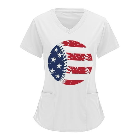 4th Of July American Flag Tops Scrubs For Women Tops Blue Print Short Sleeve V Neck Solid Shirts Blouse With Pocket Nurse Uniforms Women
4th Of July American Flag Tops Scrubs For Women Tops Blue Print Short Sleeve V Neck Solid Shirts Blouse With Pocket Nurse Uniforms Women