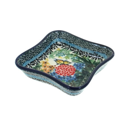 Blue Rose Polish Pottery Teresa Small Square Dish
