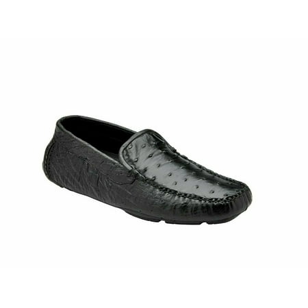 Belvedere Luis Black Casual Shoes Ostrich Quill Slip On Driver 33622