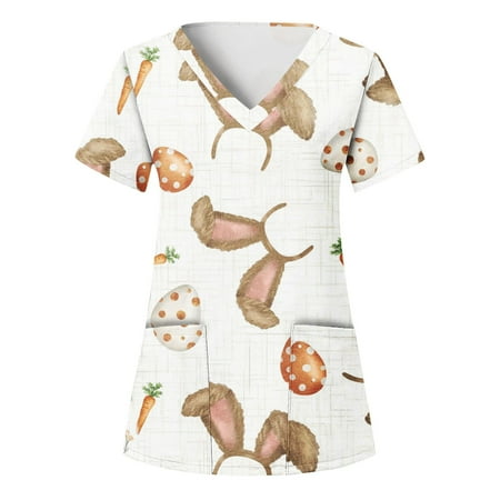 Women Comfotable Working Scrubs Top Cartoon Animals Printed Short Sleeve V-Neck Holiday Cute Blouse Tops With Pockets Female Clothes
Women Comfotable Working Scrubs Top Cartoon Animals Printed Short Sleeve V-Neck Holiday Cute Blouse Tops With Pockets Female Clothes