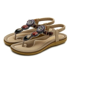 Sandals Summer Ladies Flat Sandals Stone Beads Flat Heel Flip Flops Beach Casual Shoes
Sandals Summer Ladies Flat Sandals Stone Beads Flat Heel Flip Flops Beach Casual Shoes